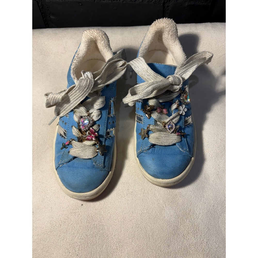 Steve Madden Sneakers Girls 13M Blue JTEAM Low Top Suede Charms Fleece Lined